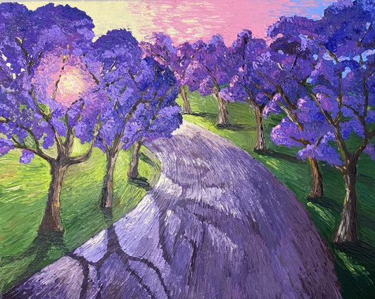 JACARANDA SUNSET AT KIRRIBILLI 76x61 cm acrylic on canvas original painting