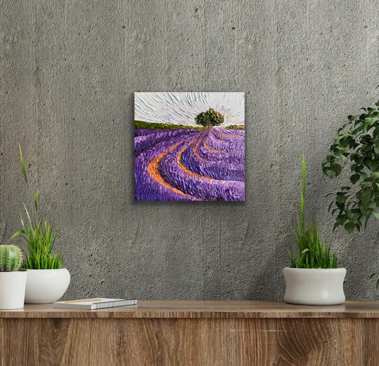 LAVENDER FIELDS 30.5x30.5 cm acrylic on canvas original painting