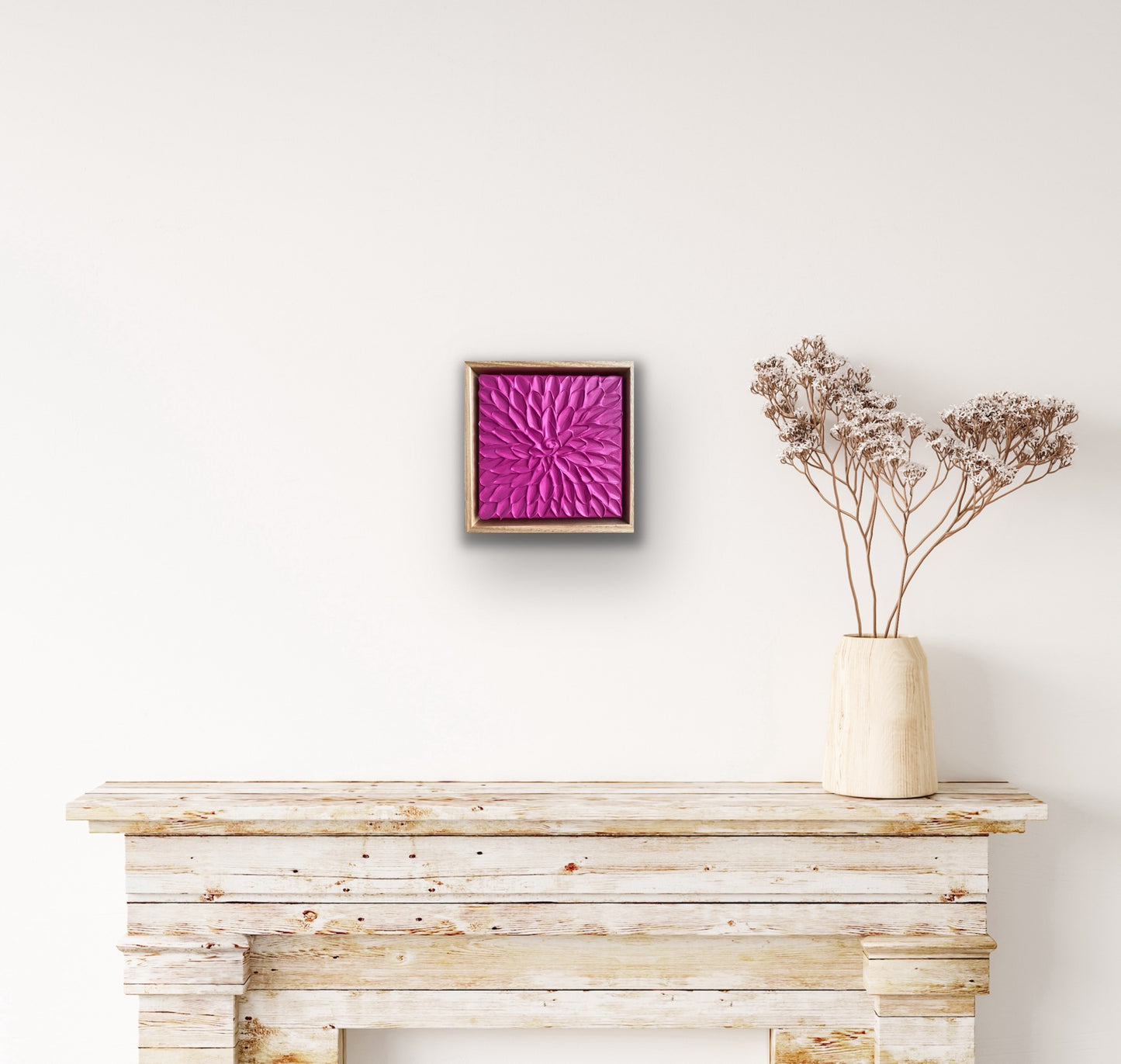 MAGENTA ABSTRACT MINI 18x18 cm acrylic on canvas original painting FRAMED