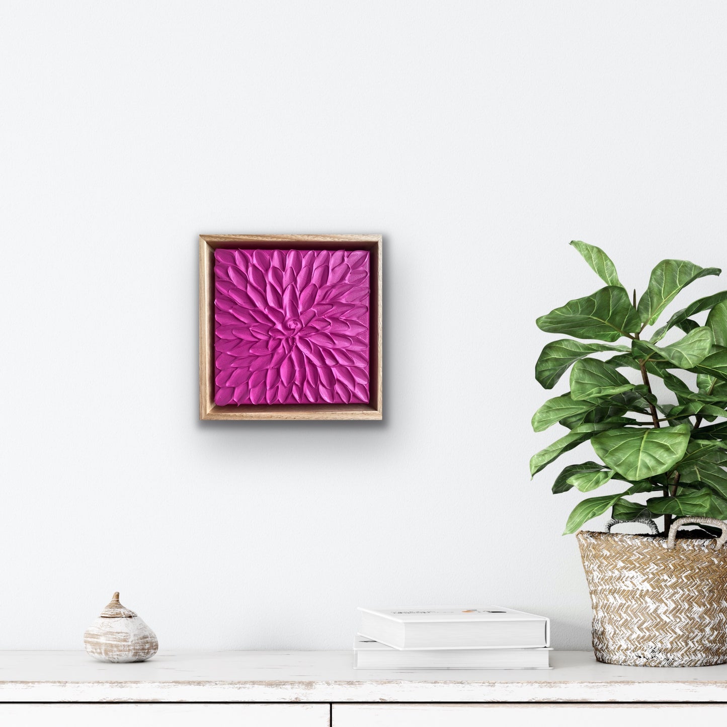 MAGENTA ABSTRACT MINI 18x18 cm acrylic on canvas original painting FRAMED