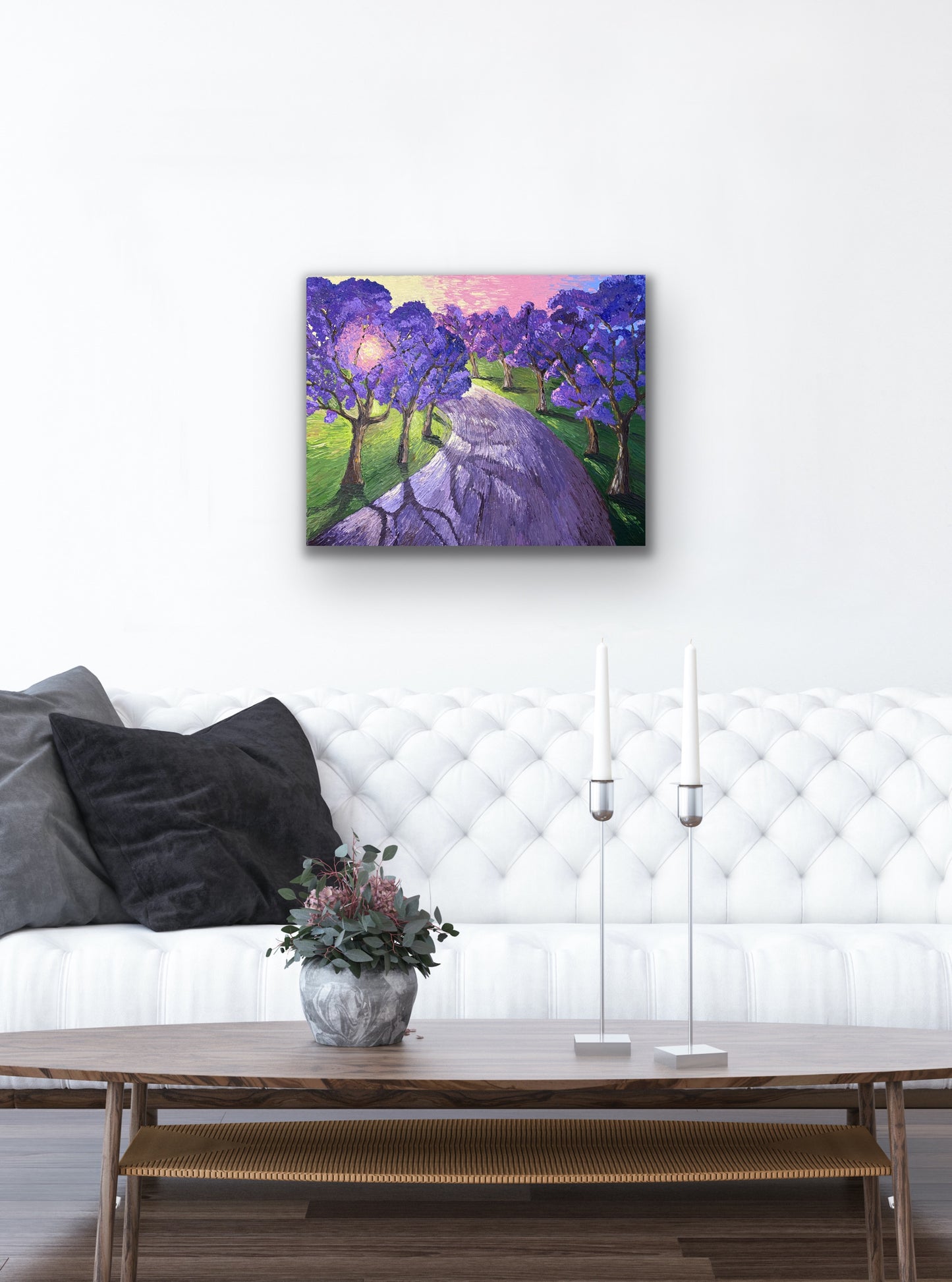 JACARANDA SUNSET AT KIRRIBILLI 76x61 cm acrylic on canvas original painting