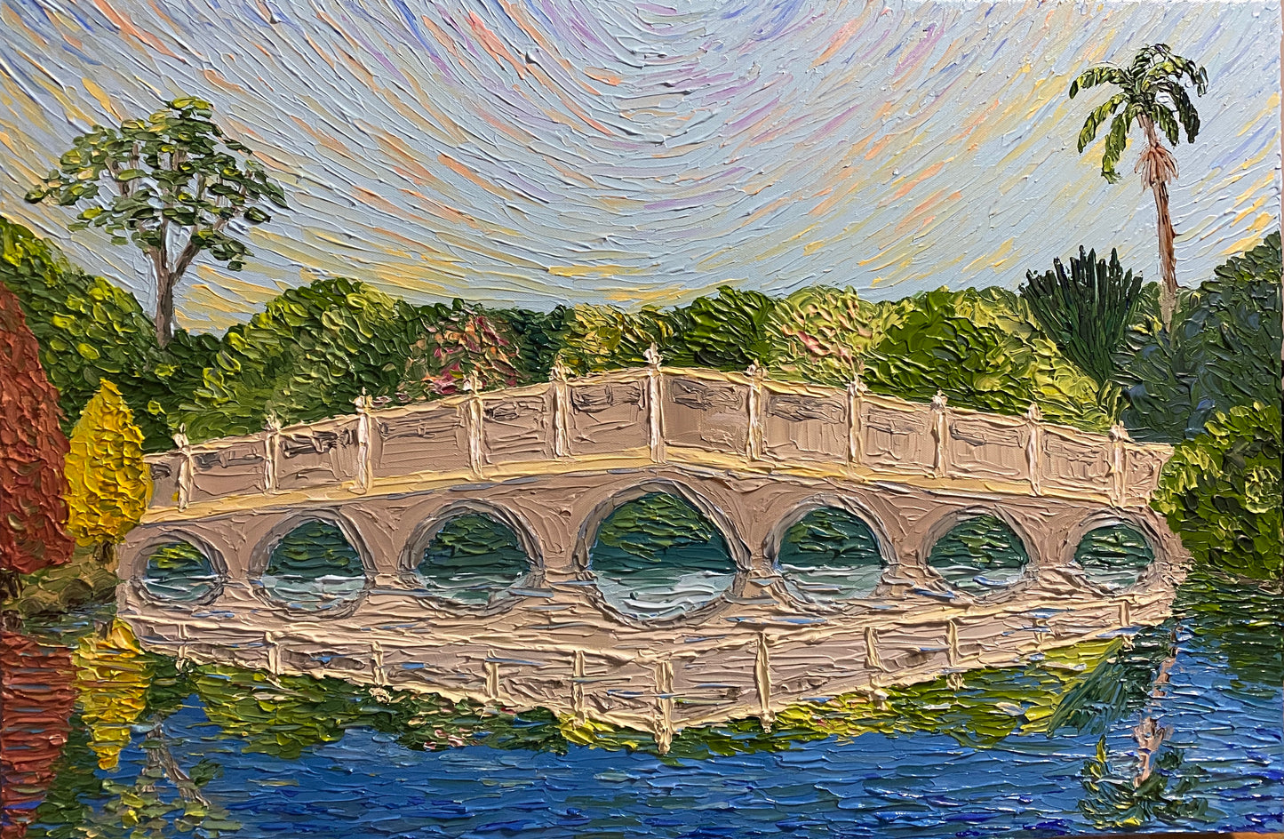 SEVEN ARCH STONE BRIDGE 76x51 cm acrylic on canvas original painting