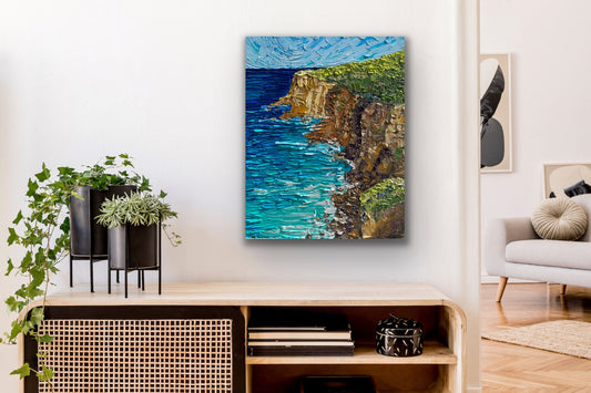 ROYAL NATIONAL PARK COASTAL CLIFFS 41x51 cm acrylic on canvas original painting