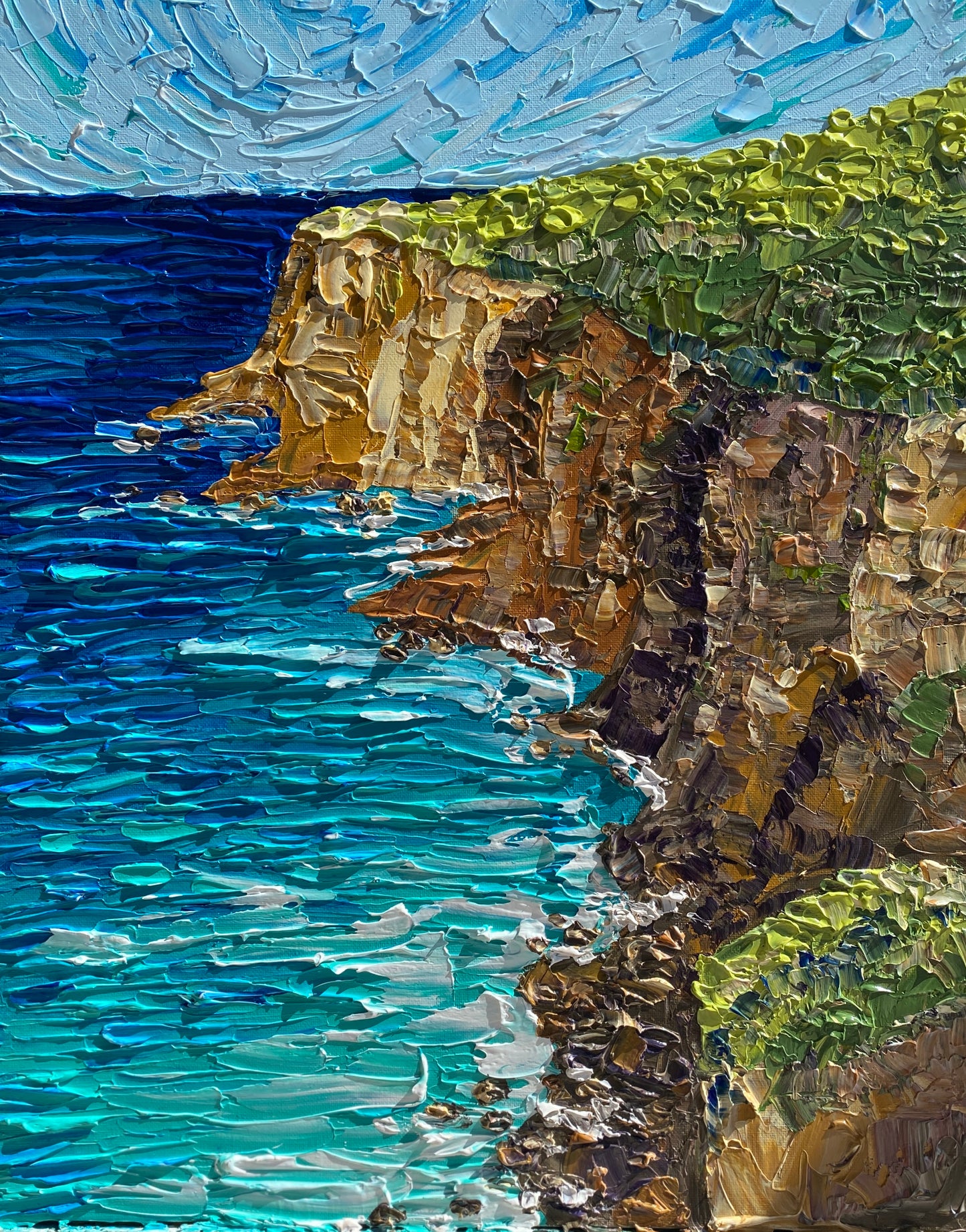 ROYAL NATIONAL PARK COASTAL CLIFFS 41x51 cm acrylic on canvas original painting