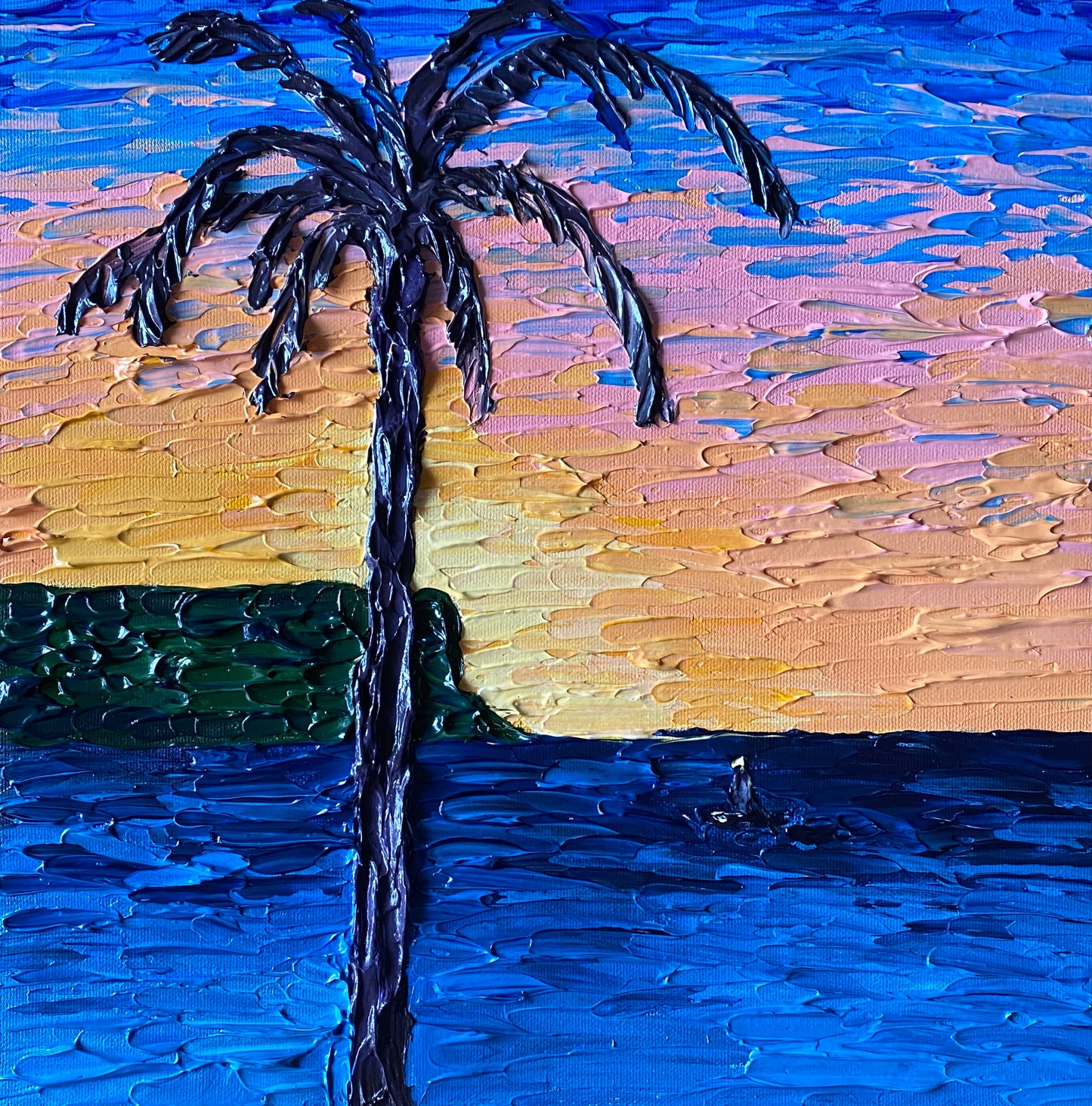 SUNSET AT BALMORAL 30.5x30.5 cm acrylic on canvas original painting