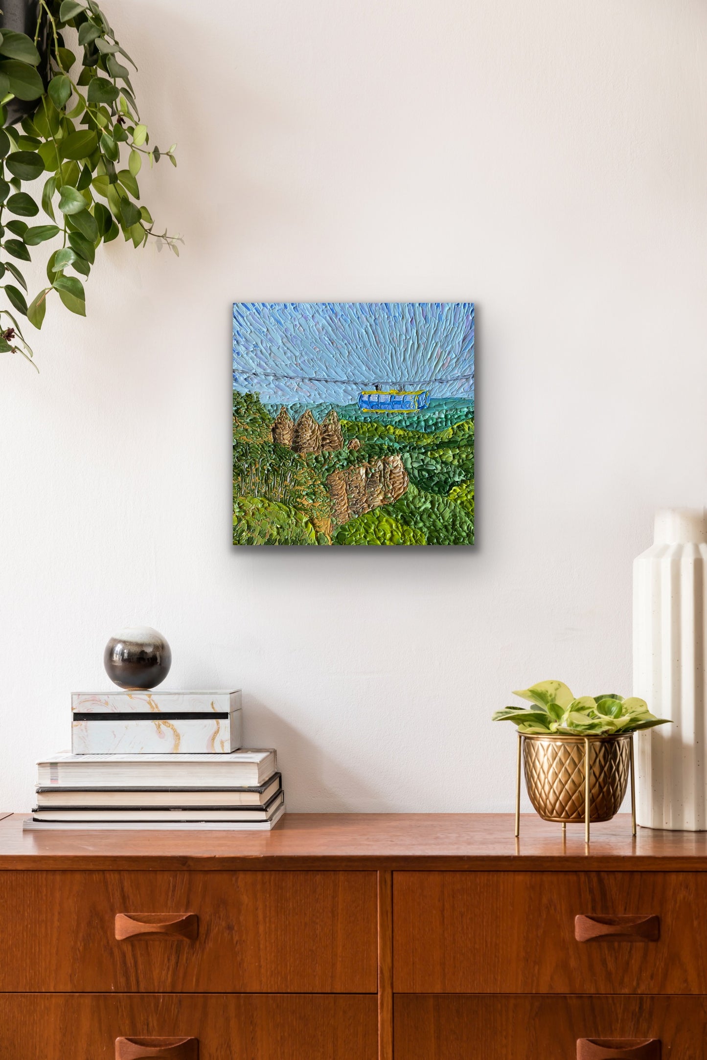 BLUE MOUNTAINS AND THE SKYWAY 30.5x30.5 cm acrylic on canvas original painting