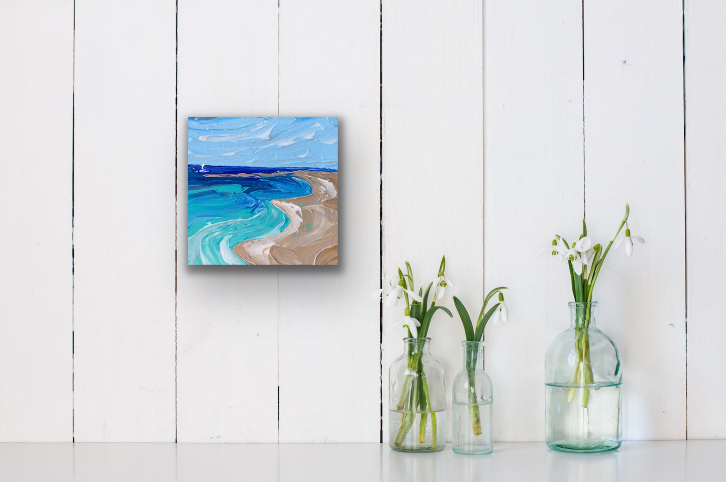 WHITSUNDAYS BEACH 15x15 cm acrylic on canvas original painting