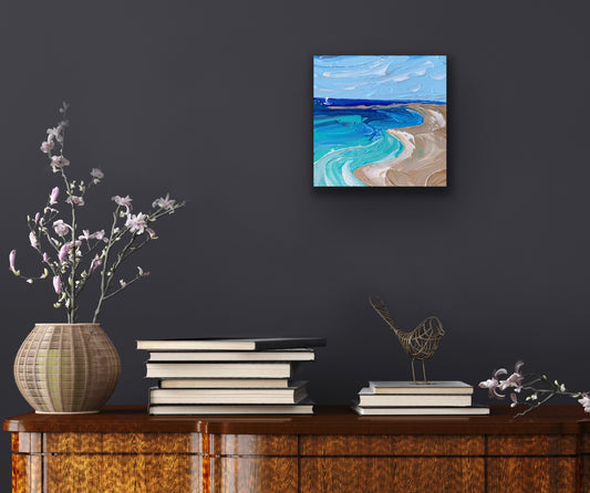 WHITSUNDAYS BEACH 15x15 cm acrylic on canvas original painting