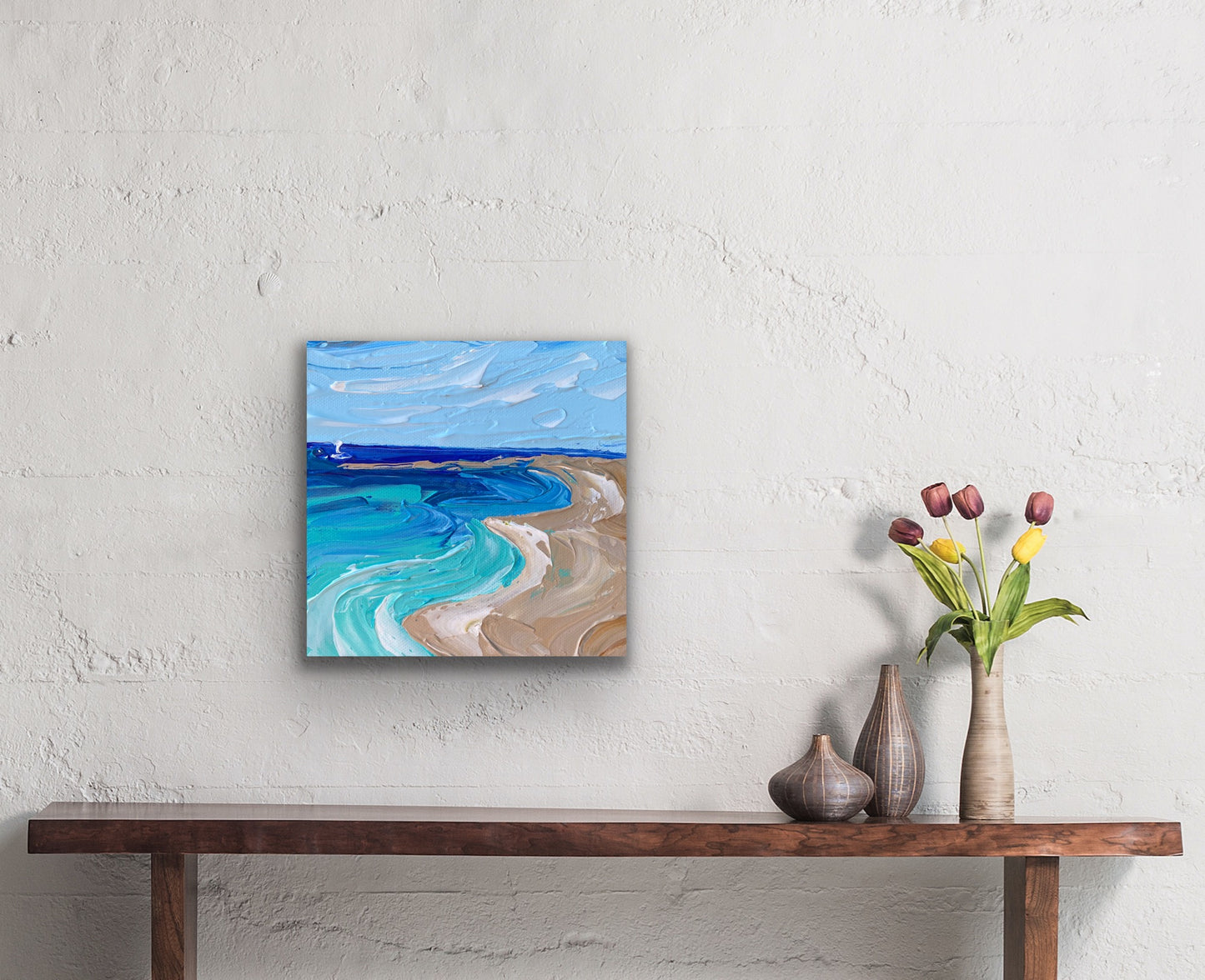 WHITSUNDAYS BEACH 15x15 cm acrylic on canvas original painting