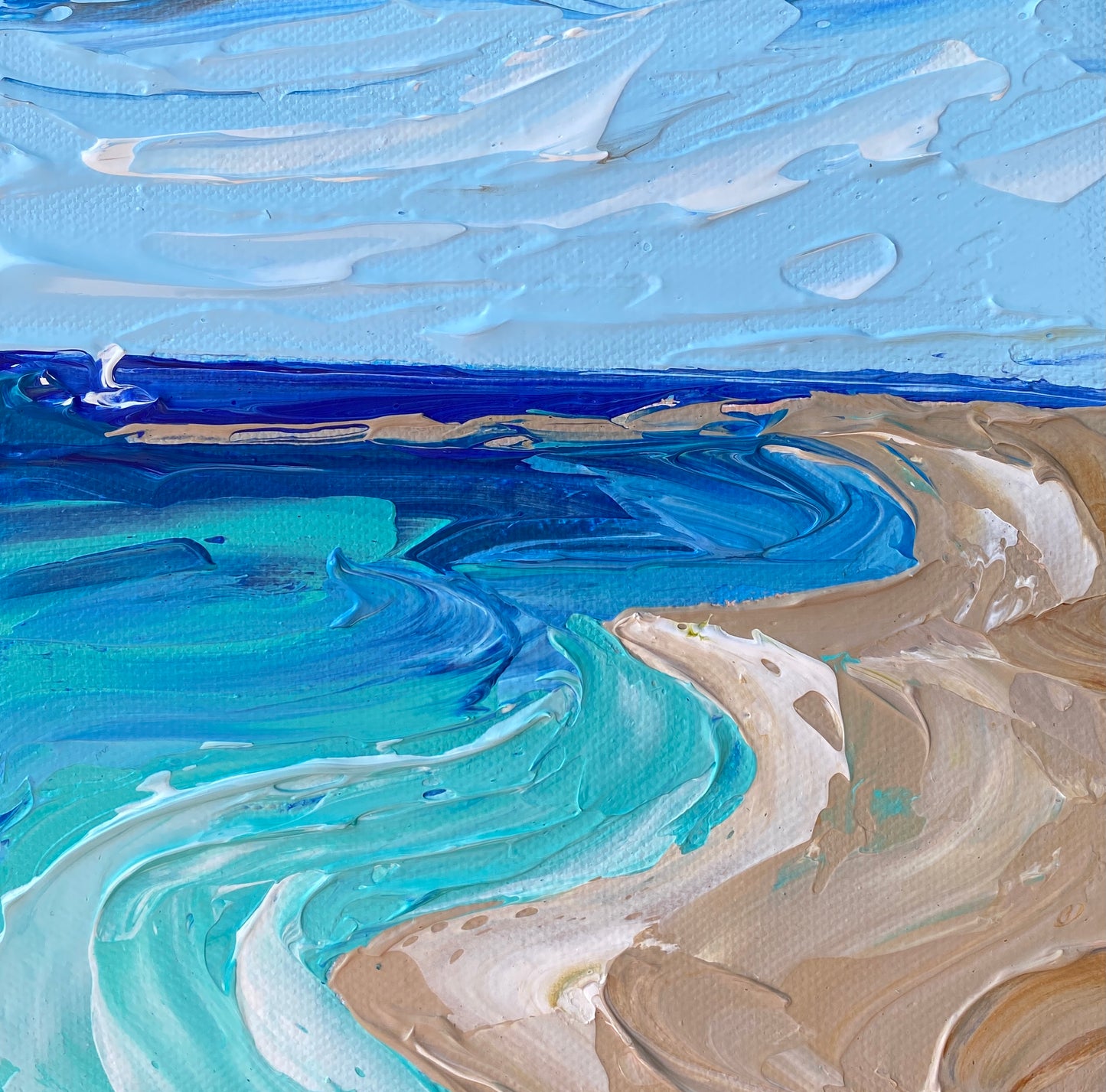 WHITSUNDAYS BEACH 15x15 cm acrylic on canvas original painting