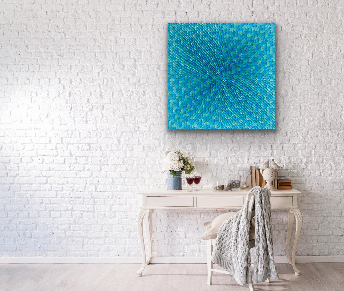 TURQUOISE DREAMS (DAY) I 76x76 cm acrylic on canvas original painting