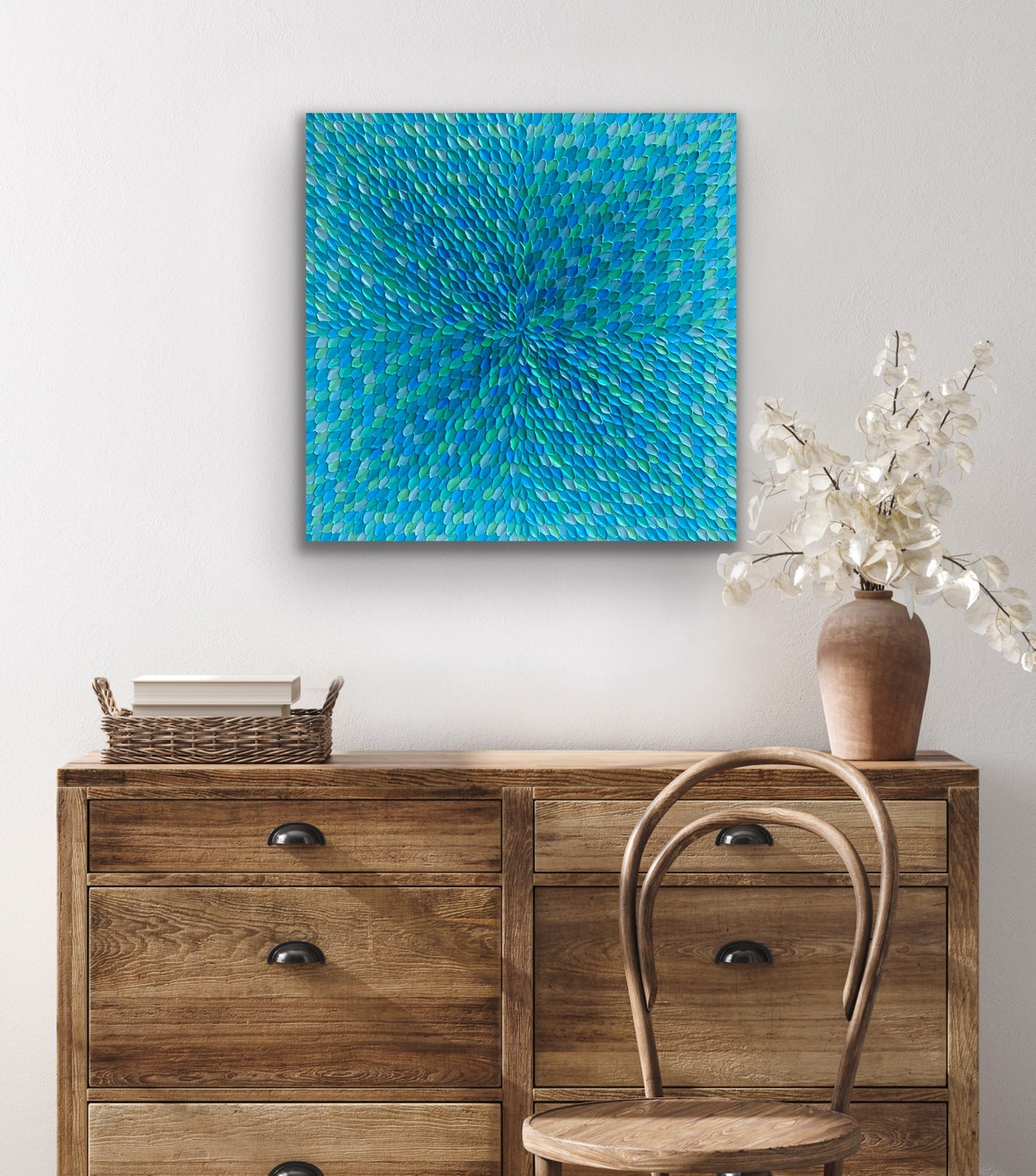 TURQUOISE DREAMS (DAY) I 76x76 cm acrylic on canvas original painting