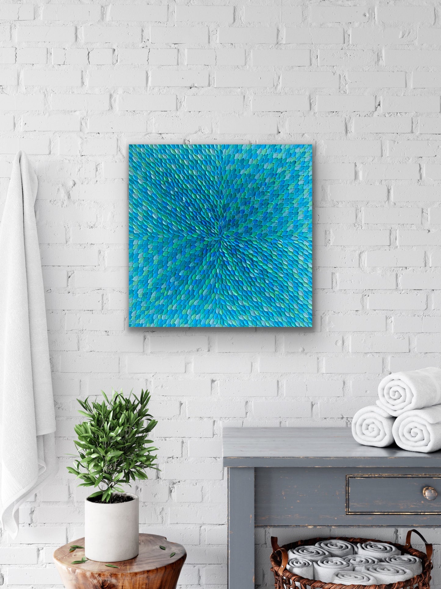 TURQUOISE DREAMS (DAY) I 76x76 cm acrylic on canvas original painting