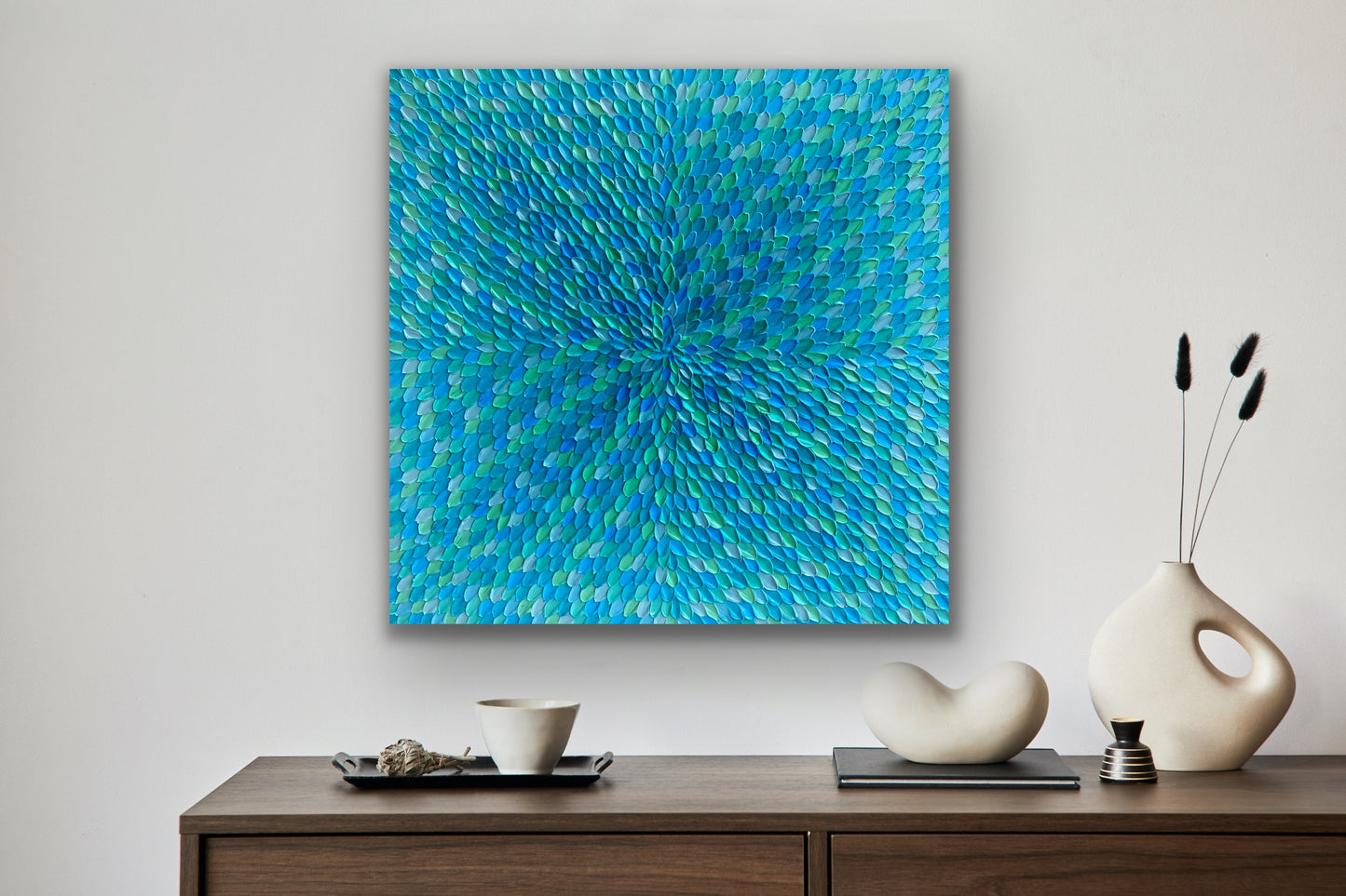 TURQUOISE DREAMS (DAY) I 76x76 cm acrylic on canvas original painting